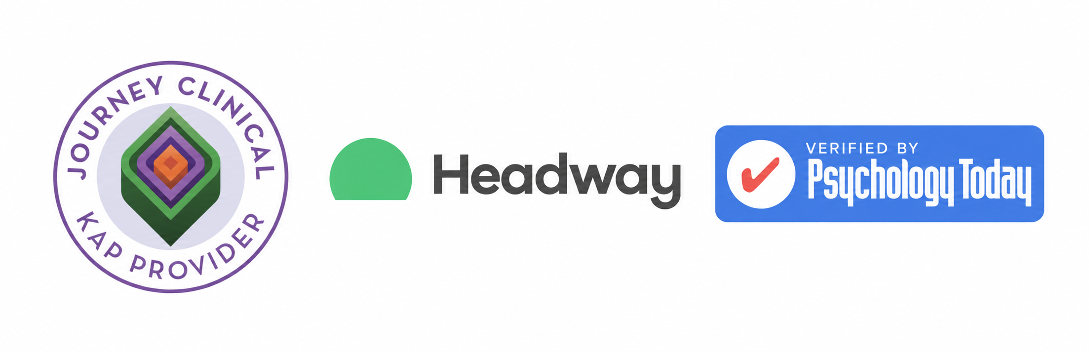 Journey Clinical KAP Provider, Headway, and Psychology Today professional affiliations